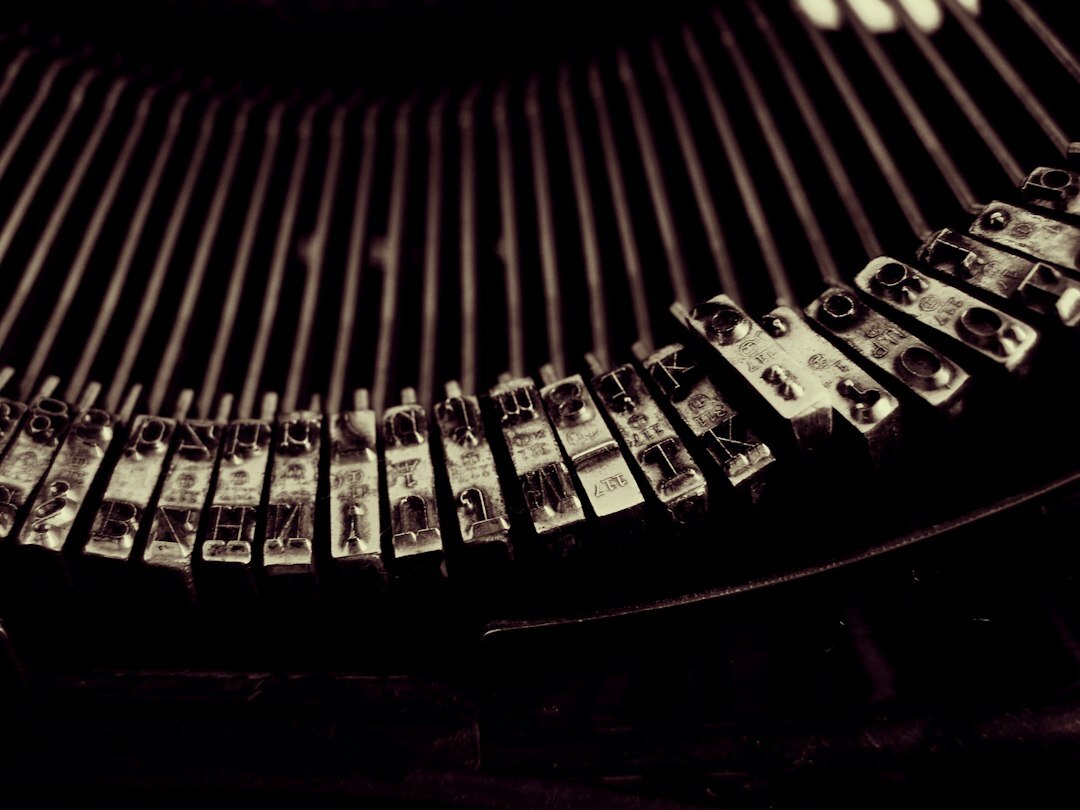 mystery writer at typewriter